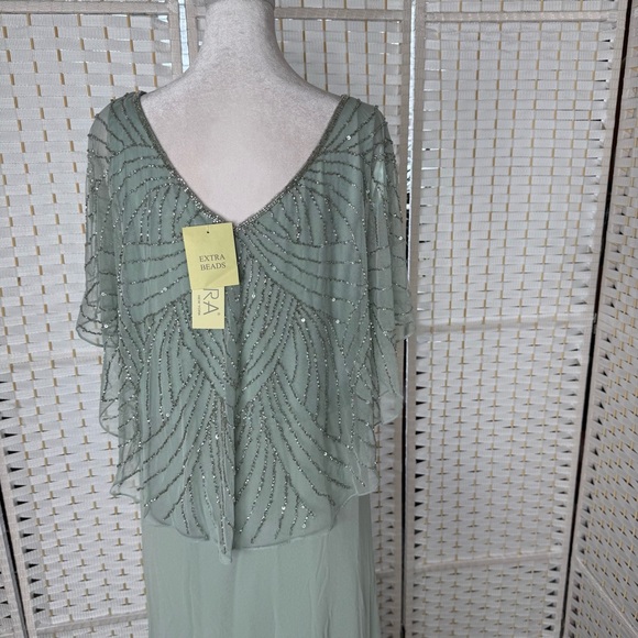 NWT. J Kara Women's Geometrical Beaded V-Neck Capelet Dress - Picture 9 of 13